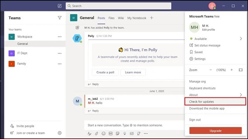 Giao diện Microsoft Teams